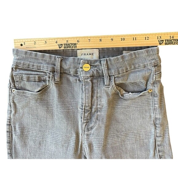 Frame Le Crop Mini Boot Plaid Jeans in Washed Grey Plaid Size 26‎ - Picture 7 of 14